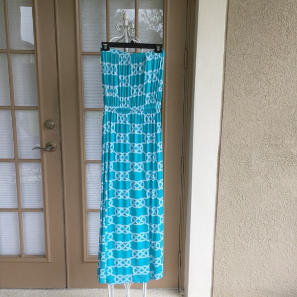 Macbeth Aqua Anchor Maxi Dress XS And Small NWT - Picture 2 of 5